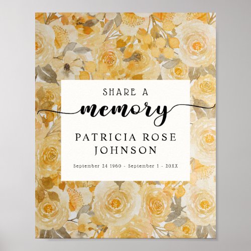 Funeral Share a Memory Floral Sign