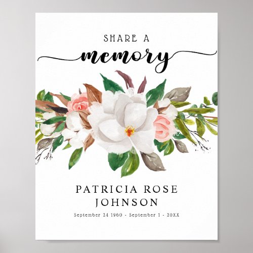 Funeral Share a Memory Roses Sign
