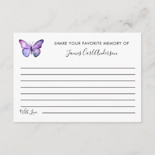 Funeral Share Your Memory Memorial Butterfly Enclosure Card