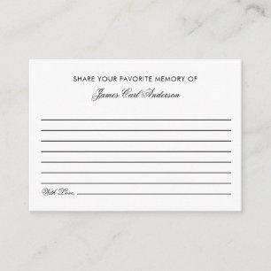 Funeral Share Your Memory Memorial Minimal Custom Enclosure Card