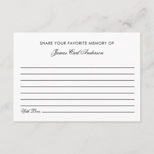 Funeral Share Your Memory Memorial Minimal Custom