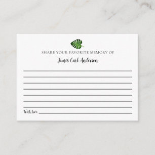 Funeral Share Your Memory Memorial Tropical Custom Enclosure Card