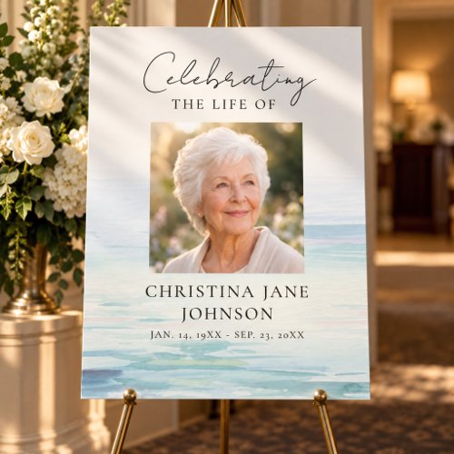 Funeral Sign, Celebration of Life, Beach Design Foam Board