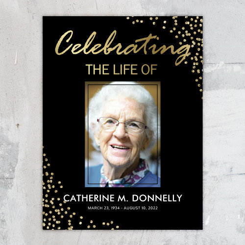 Funeral Sign | Celebration of Life Black Gold