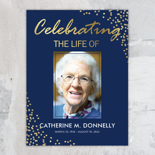 Funeral Sign | Celebration of Life Blue Gold