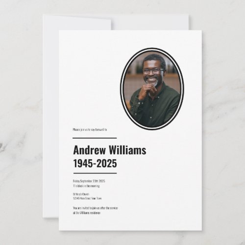  Funeral Simple Modern Black and White  4 Photo Invitation