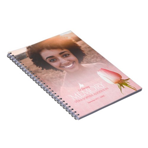 Funeral single pink rose and white dove notebook