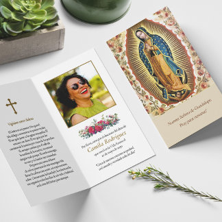 Funeral Spanish Guadalupe Prayer Sympathy Cards