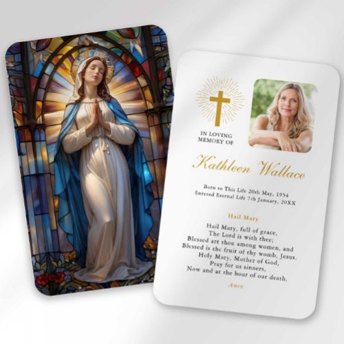 Funeral Stained Glass Mary Prayer Sympathy Card