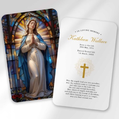 Funeral Stained Glass Mary Prayer Sympathy Card