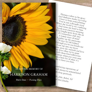 Funeral Sunflower Memorial Prayer Sympathy Cards