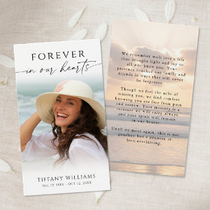 Funeral Sunset Beach Photo Memorial Prayer Card
