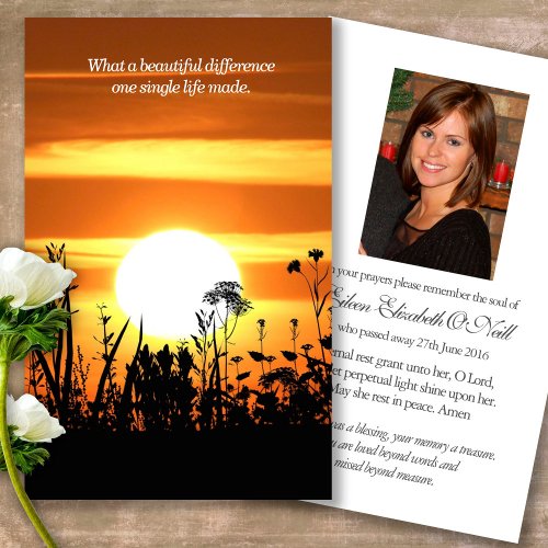 Funeral Sunset Memorial Prayer Sympathy Cards