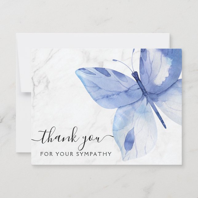 Funeral Sympathy Butterfly Thank You Note Card (Front)