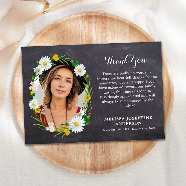 Funeral Sympathy Custom Picture Floral Memorial Thank You Card (Creator Uploaded)