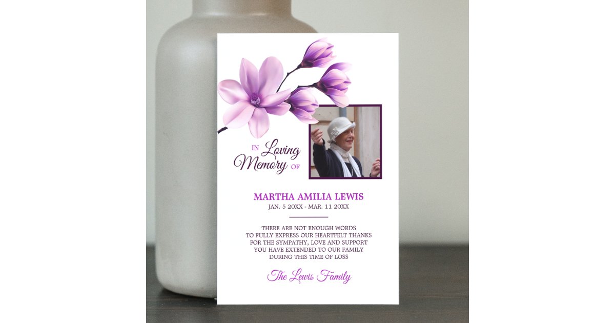 Funeral Sympathy Floral Lavender THANK YOU | PHOTO Card | Zazzle