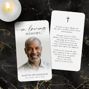 Funeral Sympathy Memorial Photo Cross Prayer Card