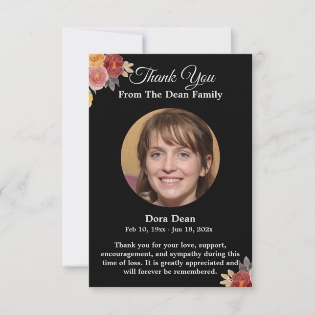 Funeral Sympathy Memorial Remembrance Thank You Card (Front)