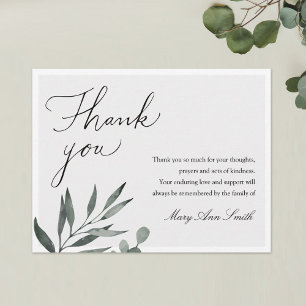 Funeral Sympathy Memorial Service Thank You Card