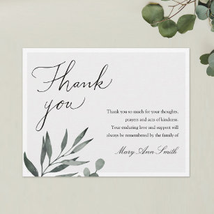 Funeral Sympathy Memorial Service Thank You Card