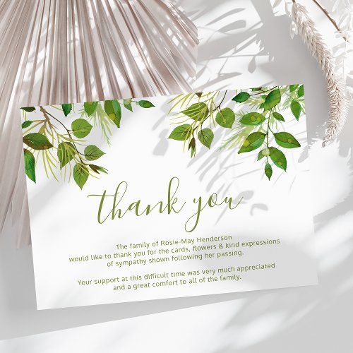 Funeral Sympathy Memorial Thank You Card
