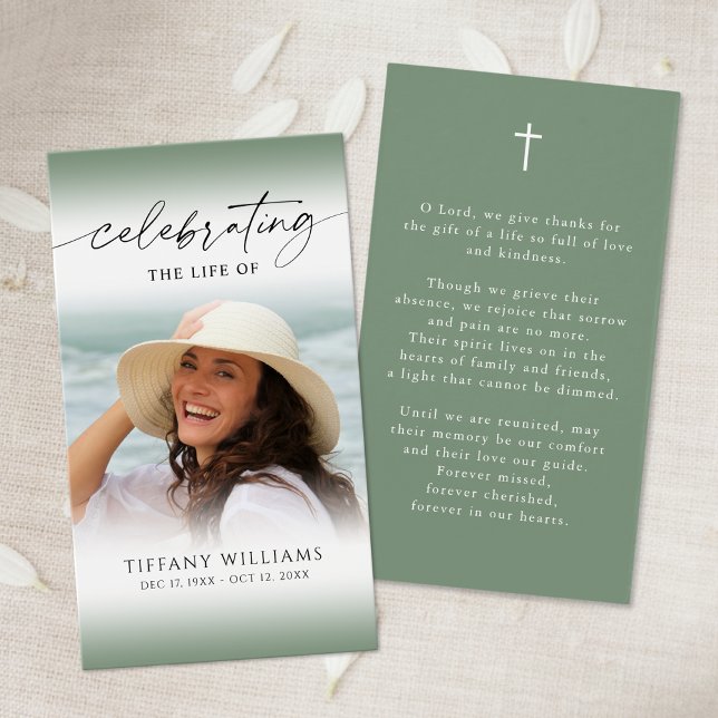 Funeral Sympathy Photo Cross Memorial Prayer Card (Creator Uploaded)