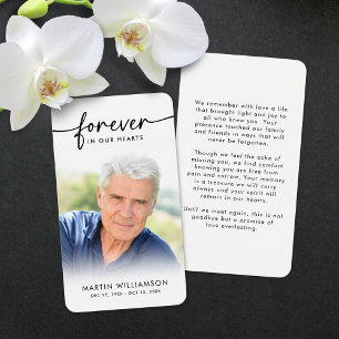 Funeral Sympathy Photo Forever Hearts Prayer Card