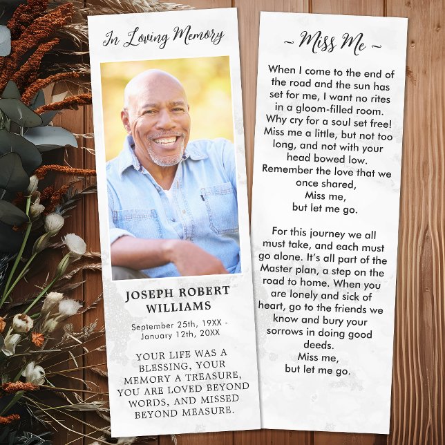 Funeral Sympathy Photo Memorial Prayer Card Marble Bookmarks (Creator Uploaded)