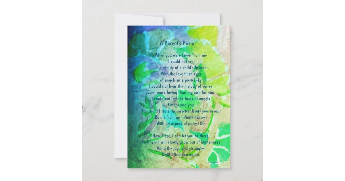 Funeral Sympathy Poem Loss of child downloadable Announcement Zazzle