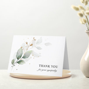 Funeral Sympathy Thank You Botanical Foliage Green Card