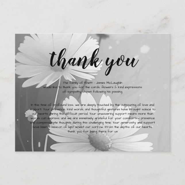 Funeral Sympathy Thank You Card (Front)