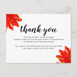 Funeral Sympathy Thank you Card