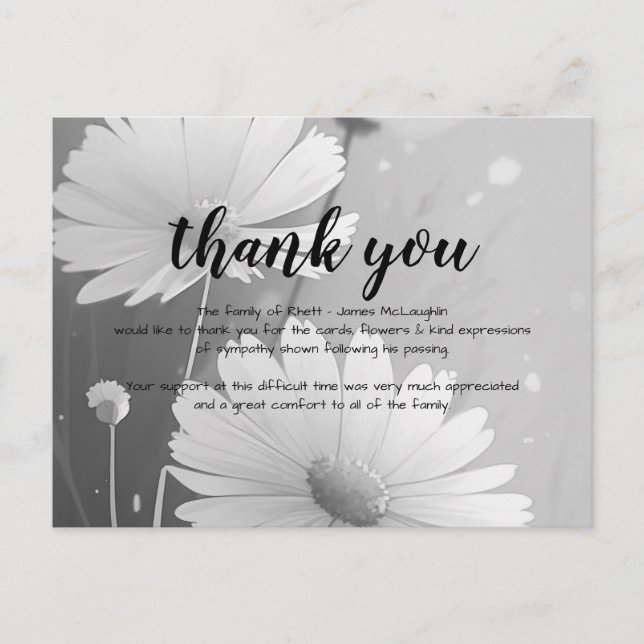 Funeral Sympathy Thank You Card (Front)