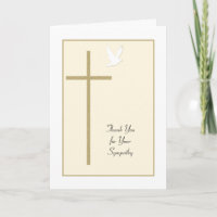 Funeral Sympathy Thank You Card -- Cross & Dove