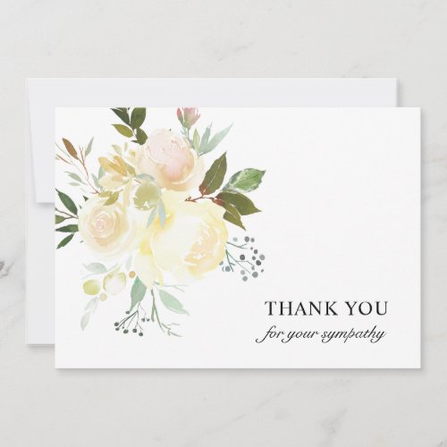 Funeral Sympathy Thank You Ivory Watercolor Floral
