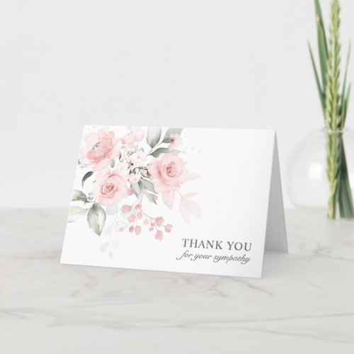 Funeral Sympathy Thank You Pink Watercolor Floral