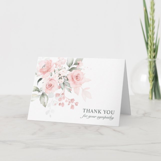Funeral Sympathy Thank You Pink Watercolor Floral (Front)