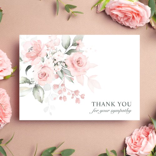 Funeral Sympathy Thank You Pink Watercolor Floral