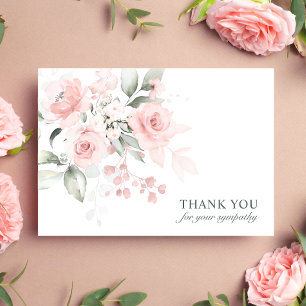 Funeral Sympathy Thank You Pink Watercolor Floral Card