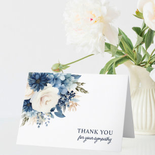 Funeral Thank You Blue Watercolor Floral PHOTO
