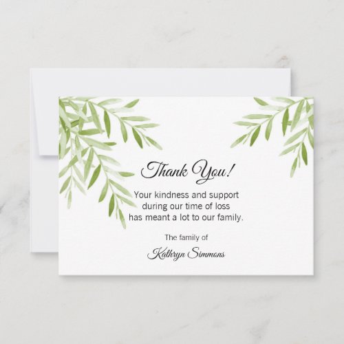 Funeral Thank You Card _ Digital Watercolor Leaves