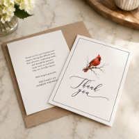 Funeral Thank You Card with Cardinal Personalized