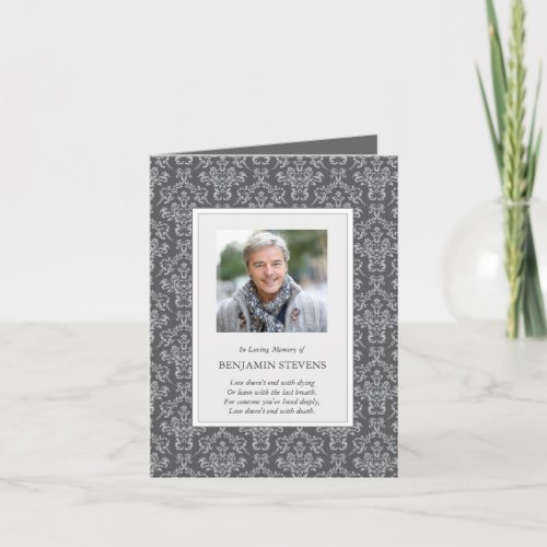 Funeral Thank You Cards  Damask Silver 2