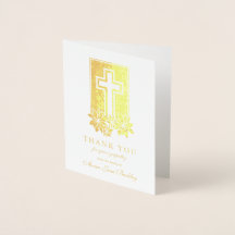 Funeral Thank You Cards Floral Cross 1 Gold Foil