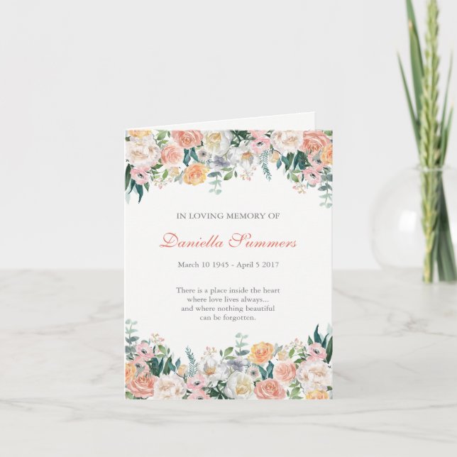 Funeral Thank You Cards | Watercolor Roses 2 (Front)