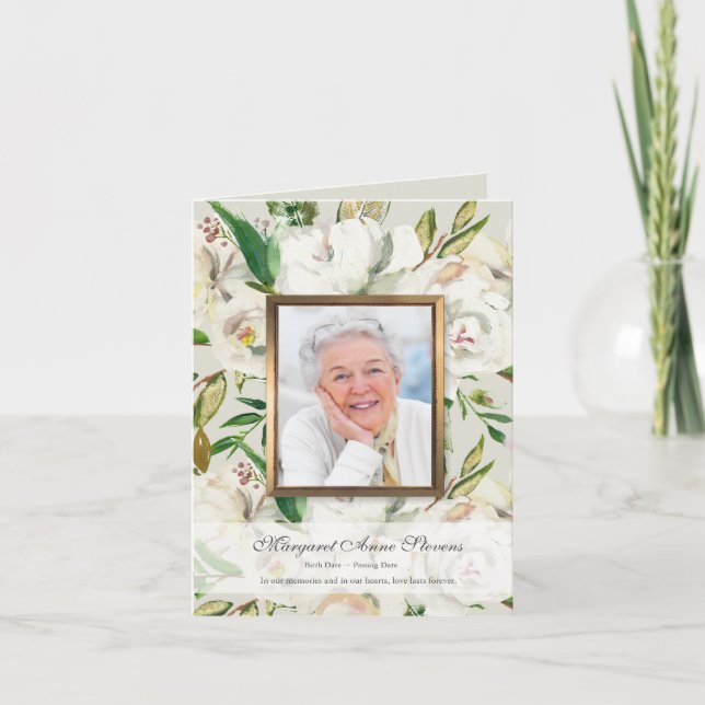 Funeral Thank You Cards | White Rose (Front)