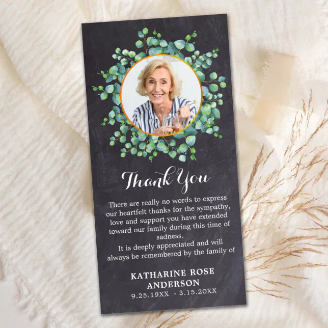 Funeral Thank You Eucalyptus Memorial Photo Slate | Zazzle