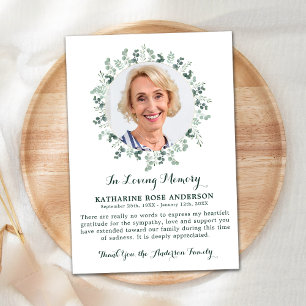 Funeral THANK YOU Eucalyptus Sympathy Photo Card