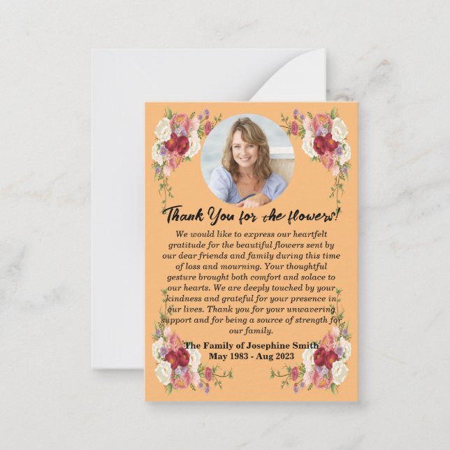 Funeral Thank You For Flowers After Death Note Card (Front)