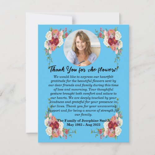 Funeral Thank You For Flowers After Death Note Card